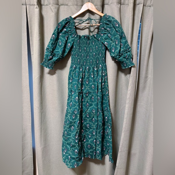 Hill House Nesli nap dress, Emerald Trellis XXS - Picture 3 of 4